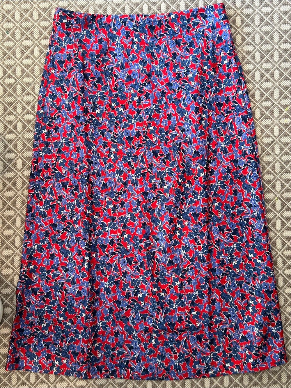 J Crew Floral A-Line Women's Skirt in Red and Blue
